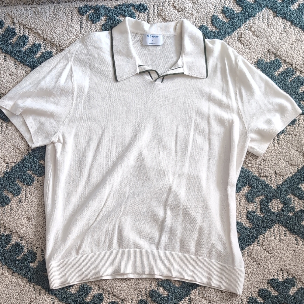 Old Navy Cream Polo Shirt with Black Trim